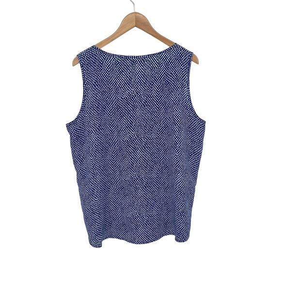 Chico’s blouse women's XL blue white polka dot button front tank sleeveless top - Picture 3 of 10